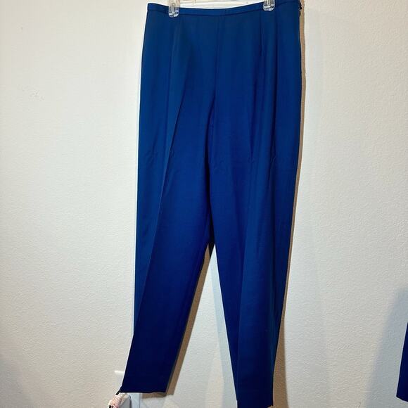 Vintage Pendleton Pants Suit Womens Sz 16 Virgin Wool Teal Blue Career Pleated - Picture 6 of 11